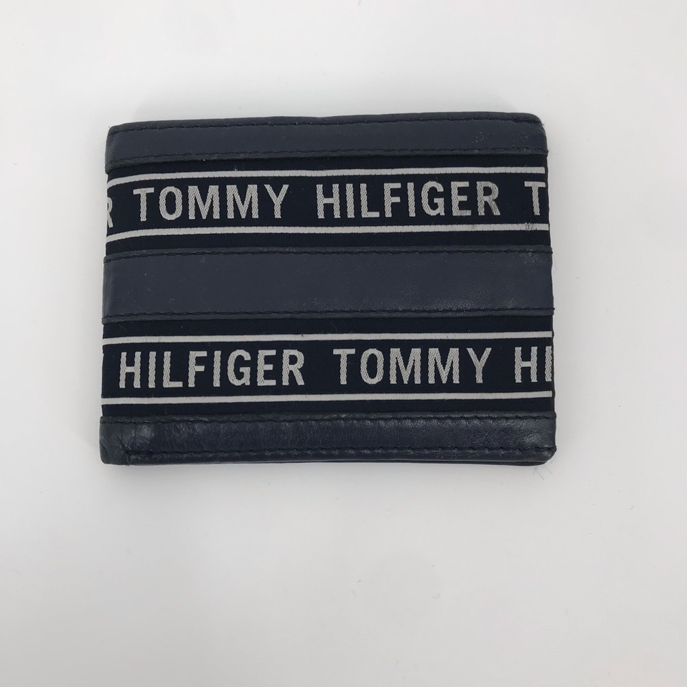 Tommy Hilfiger Genuine Leather Bifold Wallet Blue & White Striped Branded